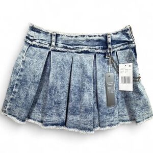 Tractr Pleated Denim Chain Skort – Girls Size 10 | Y2K Grunge Mini Skirt NWT